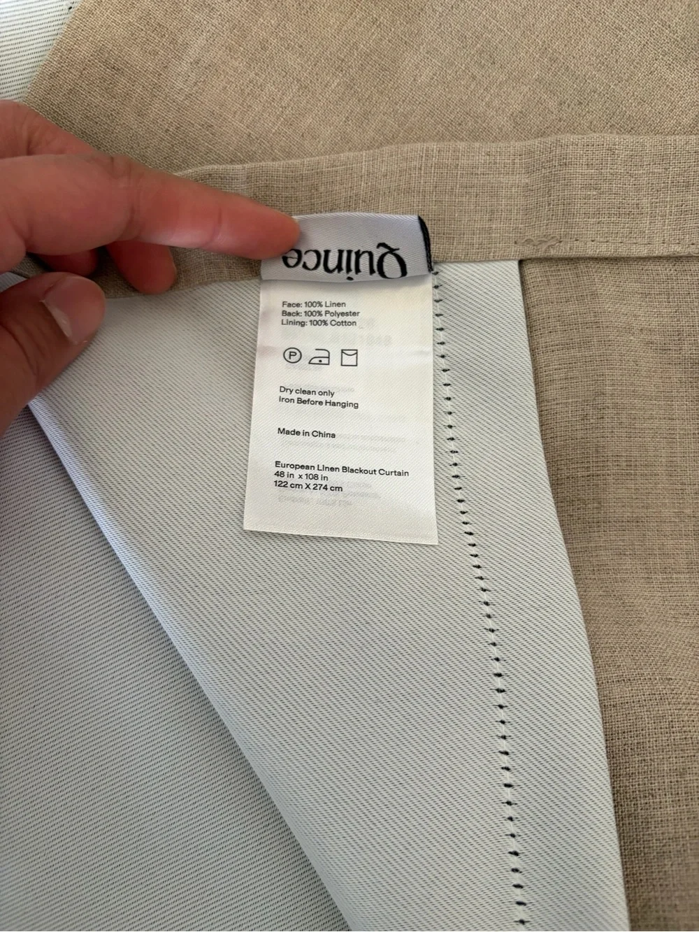Quince European Linen Room Darkening Blackout Curtain Panel | 48x108 | Dark Flax